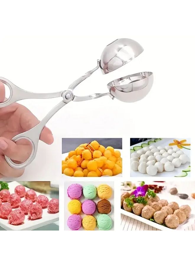 أداة صغيرة وكبيرة لصنع كرات اللحم من الفولاذ المقاوم للصدأ بمقابض غير قابلة للانزلاق وسطح غير لاصق - Image 1
